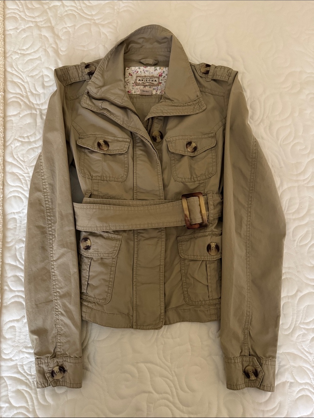 Arizona Jean Company 100% Cotton Women's Khaki Utility Jacket with Belt